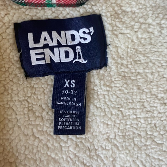 Lands' End women's red plaid flannel sherpa fleece lined long robe size XS - Picture 15 of 15